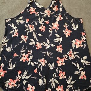 Livi Active Black Tank Top with Coral Floral Print